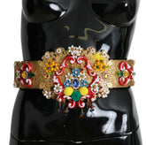 Dolce & Gabbana Embellished Floral Crystal Wide Waist Golden Belt -   -  Dolce & Gabbana.